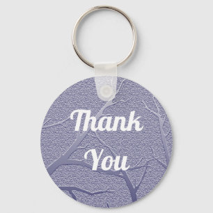 Thank You Winter Branches Blue Appreciation Key Ring