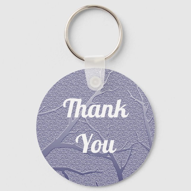 Thank You Winter Branches Blue Appreciation Key Ring (Front)