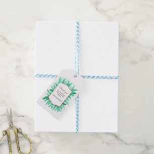 Thank you winter evergreen watercolor green gift tags