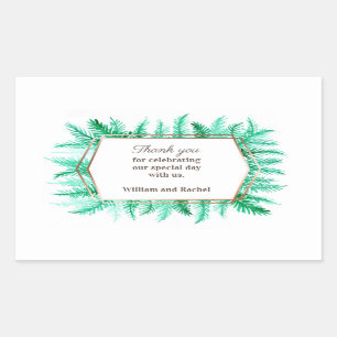 Thank you winter evergreen watercolor green pine rectangular sticker