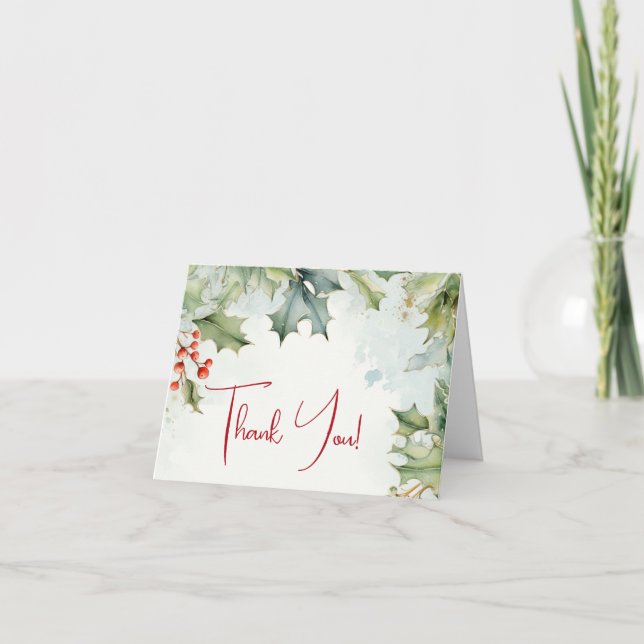 Thank You | Winter Holly and Berries Card (Front)