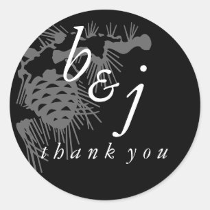 Thank You Winter Wedding Favour Stickers Pink Blue