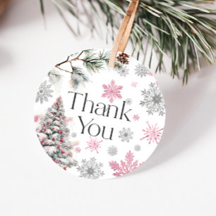 Thank You Winter Wonderland Pink Favour Tags