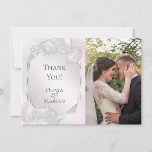 THANK YOU Wispy Pink Shimmer PHOTO Frame Card