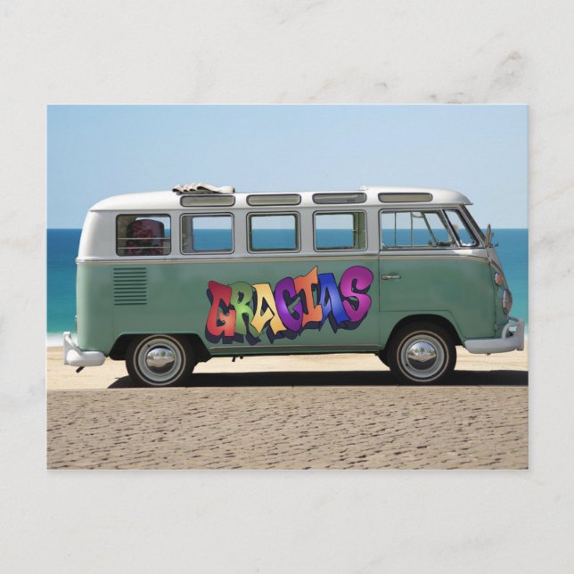 Thank You with a Gracias Graffiti on Van Postcard (Front)