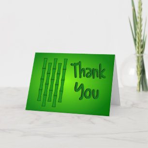 Thank You With Bamboo Design--Green Shading Card