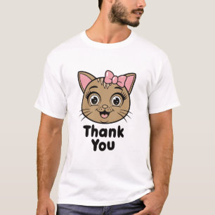 Thank You with Cat Head - Adorable T-Shirt