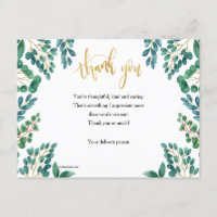 Thank You With Foliage Post Card