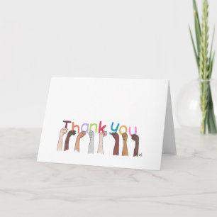 Thank You with Letters Held by Hands Card