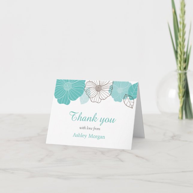 Thank You with Love Elegant Chic Mint Green Floral Card (Front)