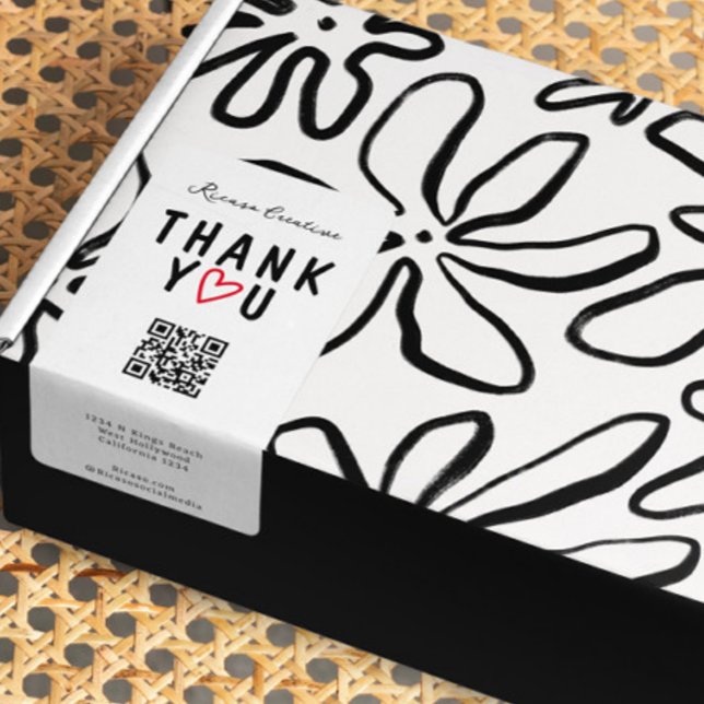 Thank You With Love Heart and QR Code (Thank You With Love Heart and QR Code Labels from Ricaso Add your business details including website)