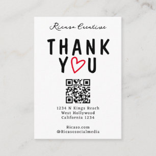Thank You With Love Heart and QR Code Enclosure Card