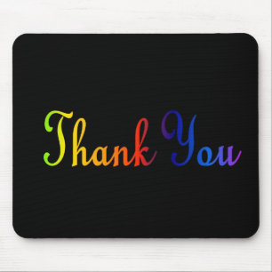 Thank you with Rainbow colour text Mouse Pad