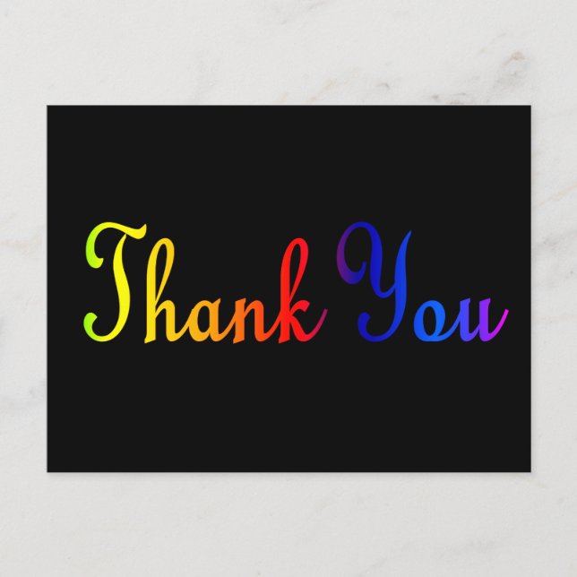 Thank you with Rainbow Colours Postcard (Front)