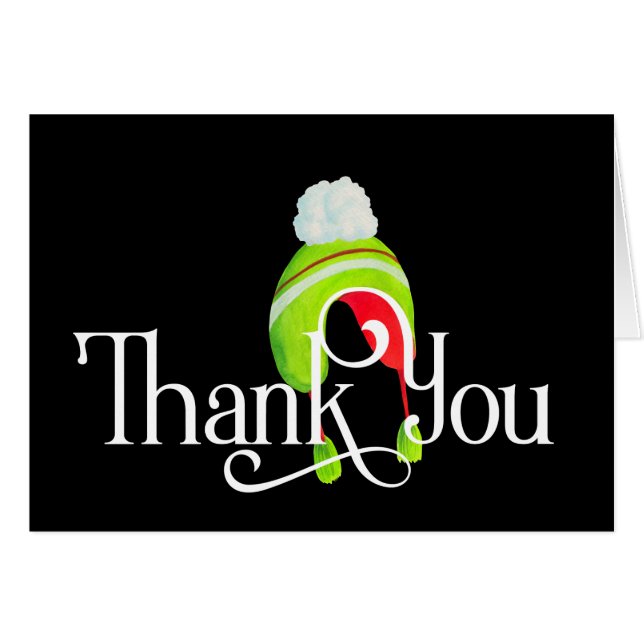Thank You with Red and Green Winter Hat (Front Horizontal)