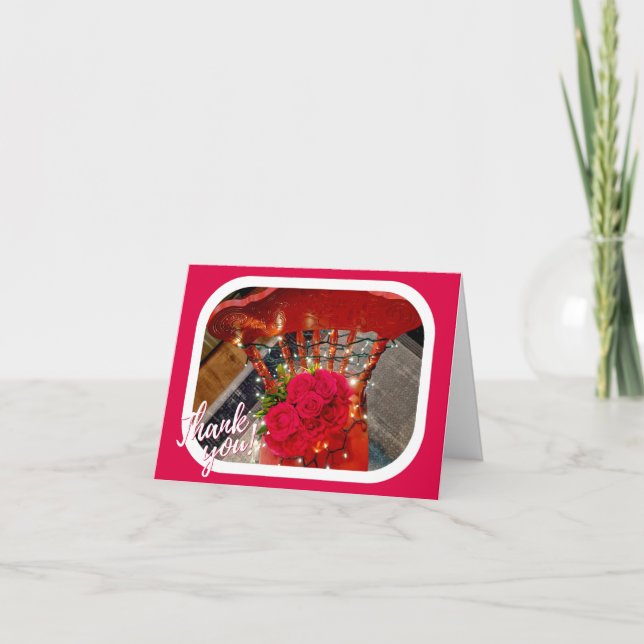 Thank You With Roses Folded Greeting Card (Front)