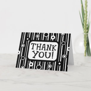 Thank You With Stripes And Circles Pattern Card