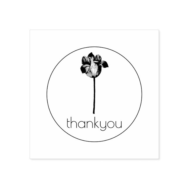 THANK YOU WITH TULIP ILLUSTRATION WOOD ART STAMP (Imprint)
