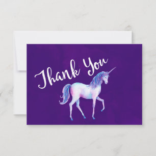 Thank You with Unicorn In Pastel Watercolors Card