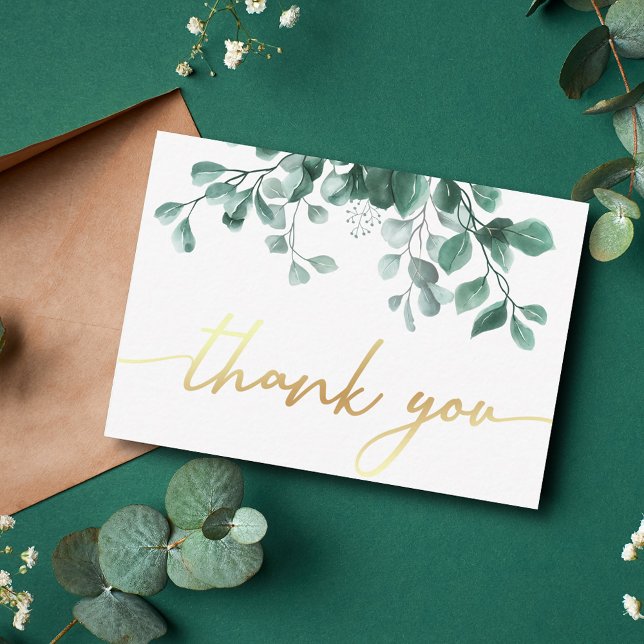 thank you with Watercolor Eucalyptus Greenery Card (Creator Uploaded)