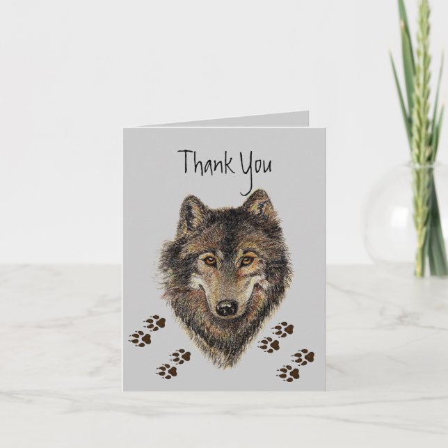 Thank You, Wolves, Wolf Tracks Animal You Card (Front)