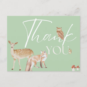 Thank You Woodland Baby Shower, Gender Neutral Postcard