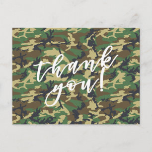 Thank You! Woodland Militairy Camo Print Postcard