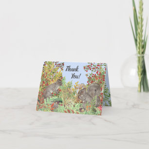 Thank You Woodland Squirrel Forest Fern Blank Card