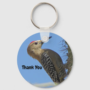 Thank You Woodpecker Saguaro Cactus Photo Bird Key Ring