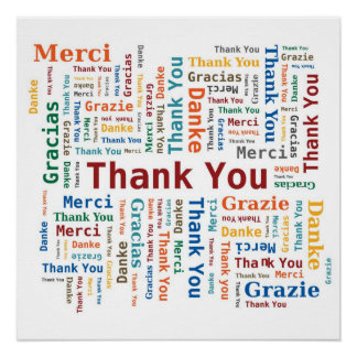Thank You Word Cloud - 5 Languages - Multicolored Poster
