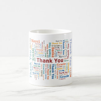 Thank You Word Cloud in 5 languages - Multicolored Coffee Mug