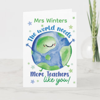 Thank You World Teacher Card – Globe Personalized