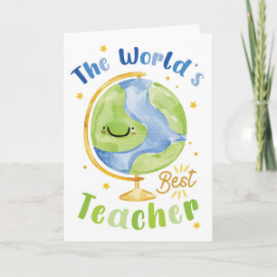 Thank You World Teacher Card – Globe Watercolour