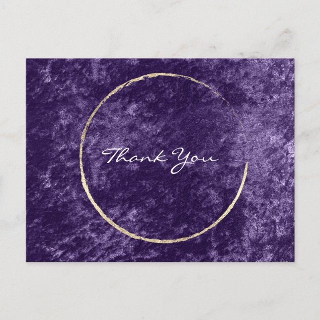 Thank You Wreath Violet Gold Velvet Purple Grape Postcard (Front)