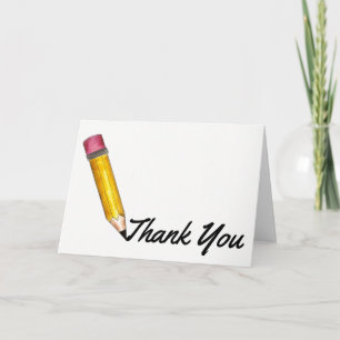 Thank You Yellow #2 Pencil School Teacher Educator Card