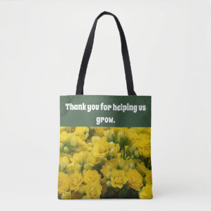 Thank You Yellow Flower Teacher Appreciation Flora Tote Bag