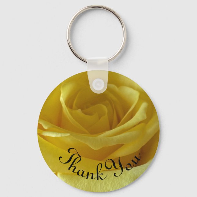 Thank You Yellow Rose Photo Pastel Garden Flower Key Ring (Front)
