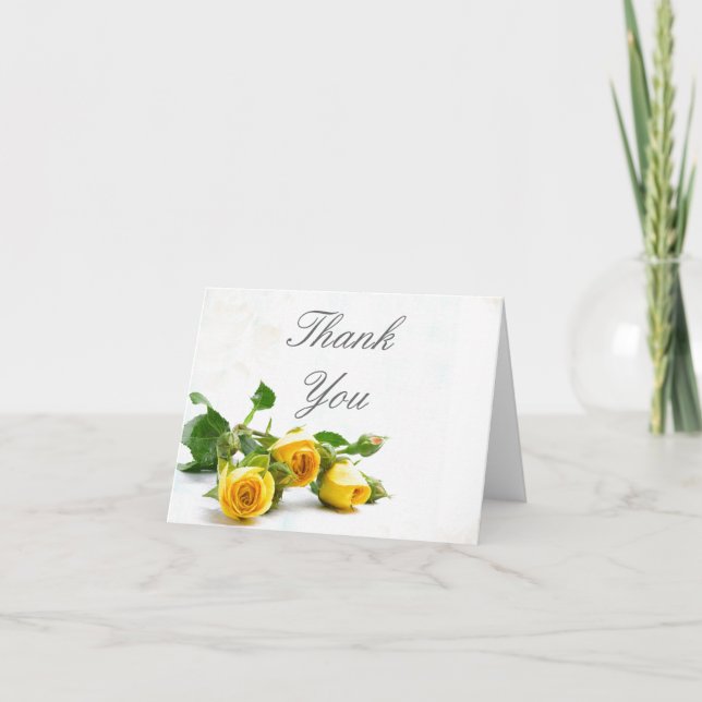 Thank you yellow rose wedding note card (Front)