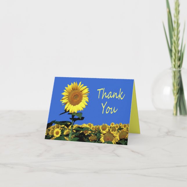 Thank You Yellow Sunflower Floral Note Card (Front)