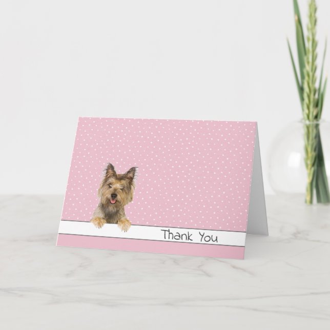 Thank You Yorkshire Terrier on Polka Dots Card (Front)