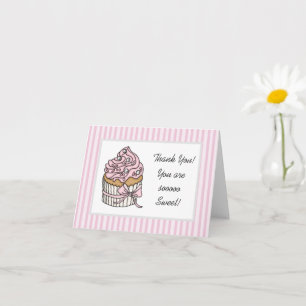 Thank You   You are Sweet Pink Cupcake Card