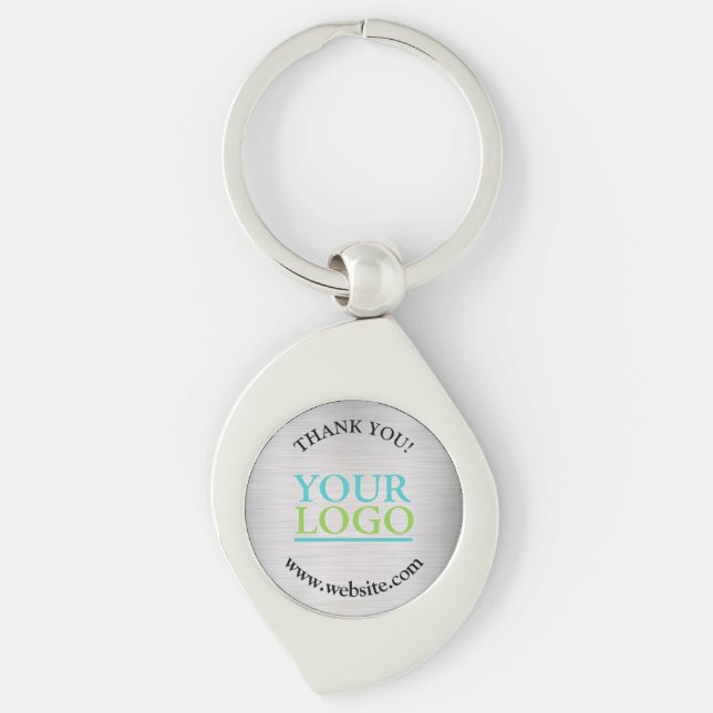 Thank You, Your Logo, Name Website, Brushed Silver Key Ring (Front)