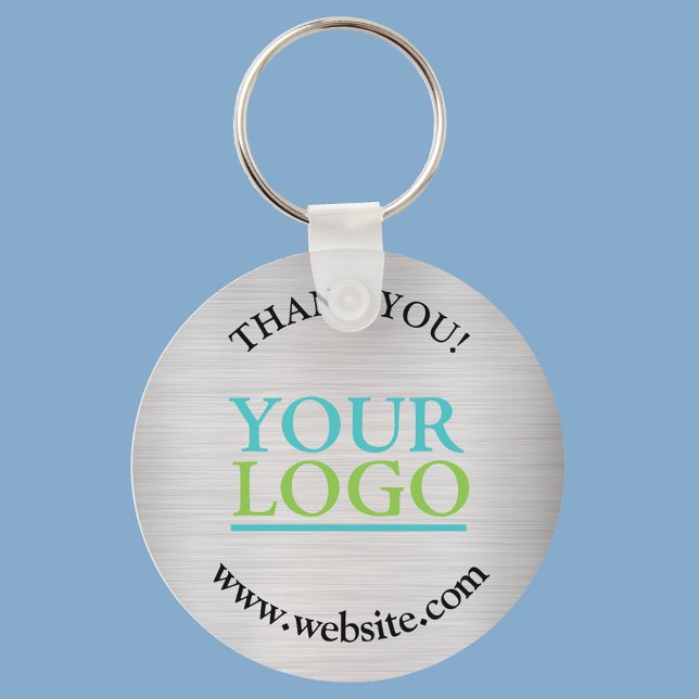 Thank You, Your Logo, Name Website, Brushed Silver Key Ring (Creator Uploaded)