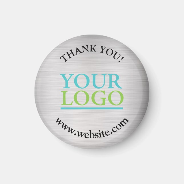 Thank You, Your Logo, Name Website, Brushed Silver Magnet (Front)