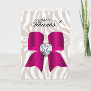 Thank You Zebra Fashion Jewellery Bow Thank You Card
