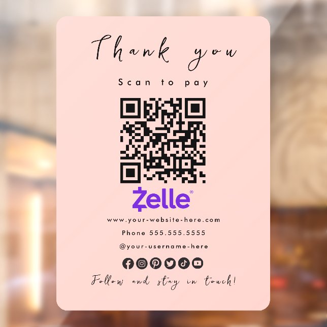 Thank You Zelle QR Code Scan to Pay Blush Pink (Sheet 2)