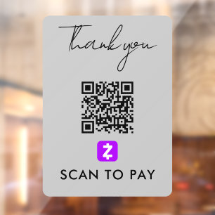 Thank You Zelle QR Code Scan to Pay Modern Grey