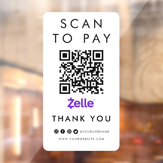 Thank you Zelle Scan to Pay QR Code Modern White (Sheet 2)