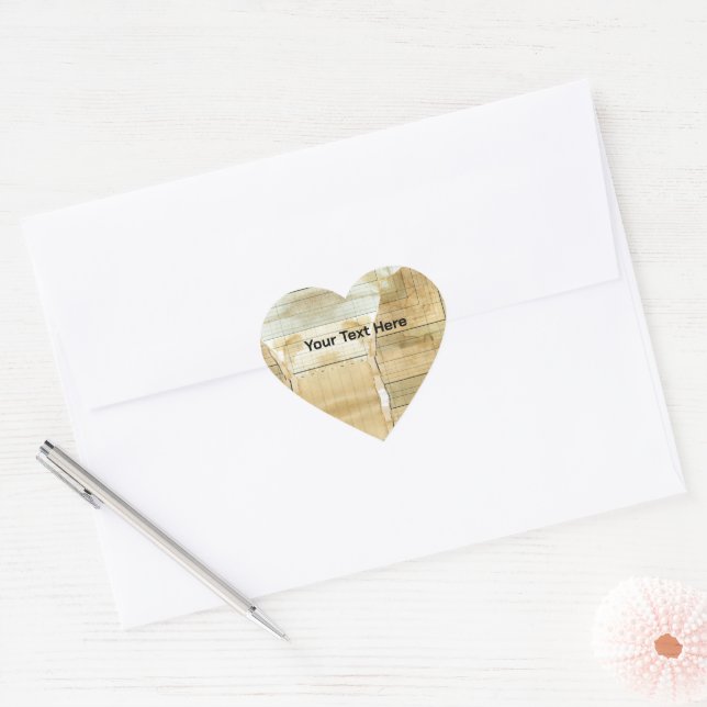 Thank YounCoffee Stained Ledger Accounting Papper Heart Sticker (Envelope)