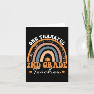 Thankful 2nd Grade Teacher Groovy Thanksgiving Rai Card